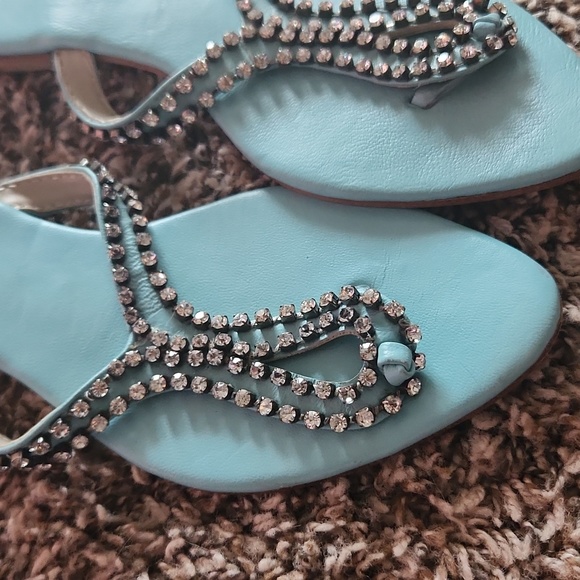 Leather Sandals. Flats. Size 7 diamond 💎 details. - Picture 4 of 8